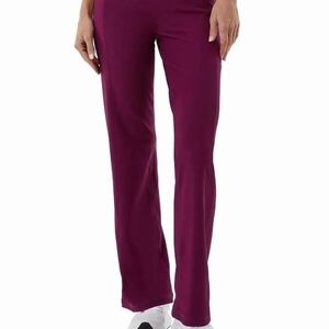 32 Degrees Cool Women's High-Waisted Ribbed Active Yoga Semi-Flat Pants Purple